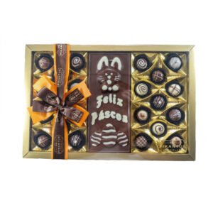 Caixa Presente com 22 bombons e placa 180g Feliz Páscoa